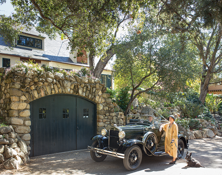 stone garage vintage car