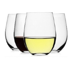 JBHO Stemless Wine Glasses Set of 6, Red or White Small Wine Glass