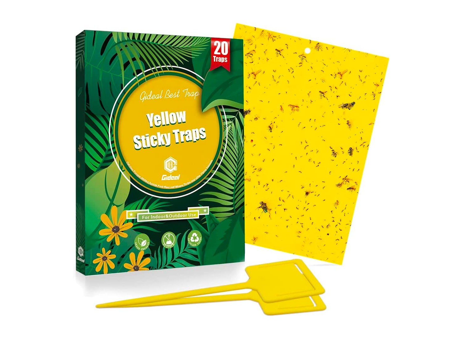Sticky Trap,Fruit Fly and Gnat Trap Yellow Sticky Bug Traps for Indoor/Outdoor  Use - Insect Catcher for White Flies,Mosquitos,Fungus Gnats,Flying Insects  - Disposable Glue Trappers (30 pcs) 